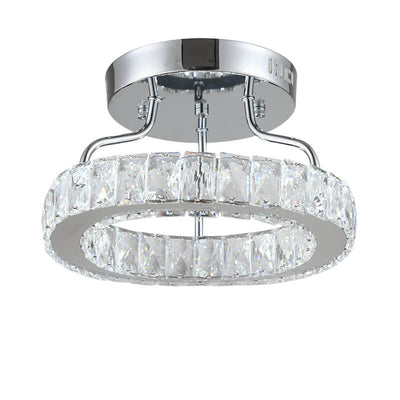 Modern Classic Crystal Round Chrome LED Semi-Flush Mount Ceiling Light