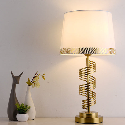 Lampe de table moderne minimaliste en tissu de fer cylindrique à 1 lumière pour chambre 