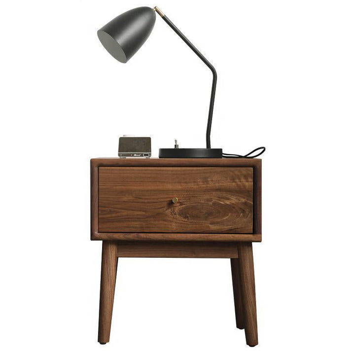 Mesa auxiliar rectangular tradicional de madera de nogal francesa con 1 cajón para sala de estar 