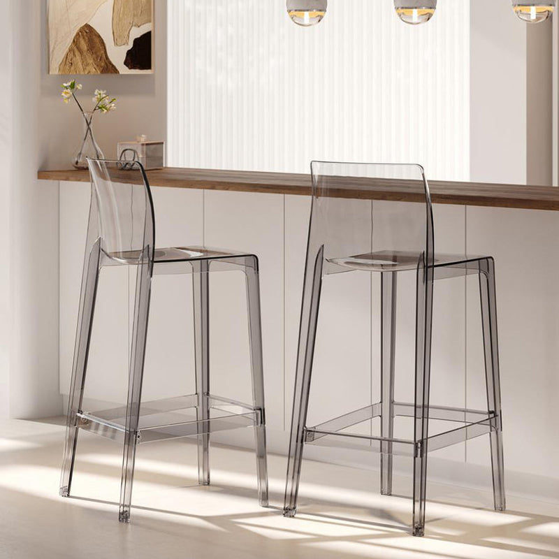 Taburete de barra cuadrado contemporáneo escandinavo con respaldo y reposapiés para cocina 