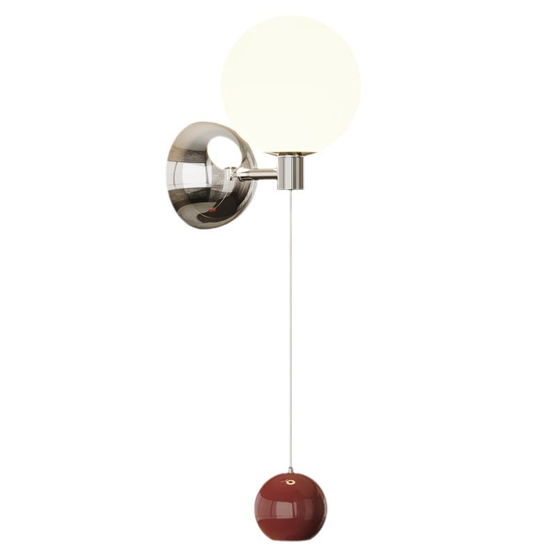 Zeitgenössische Einfachheit Glas Schatten Eisen Ball LED Wand Leuchte Lampe Für Schlafzimmer 