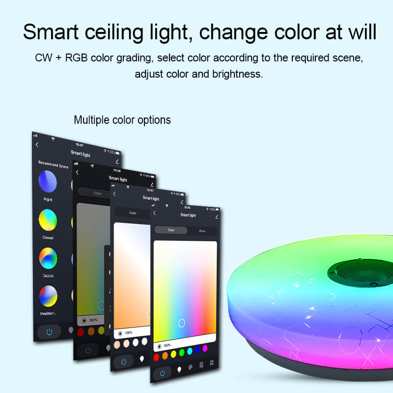 Luz de Montaje Empotrado LED Redonda Blanca Minimalista Moderna con Control Inteligente por APP y Bluetooth 