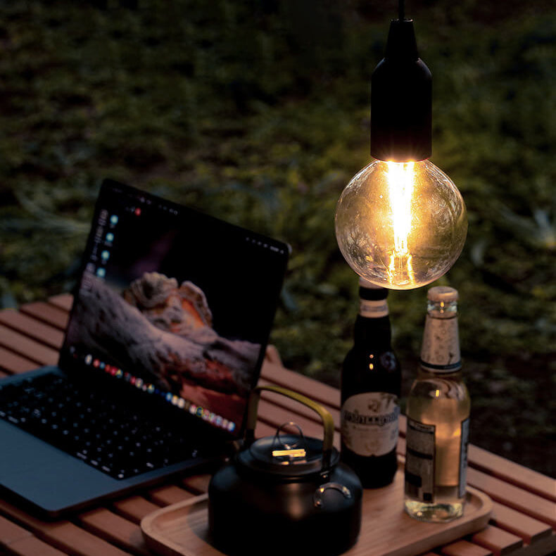 Retro Portable Waterproof Wood Round Cone Battery USB 1-Light Camping Outdoor Light