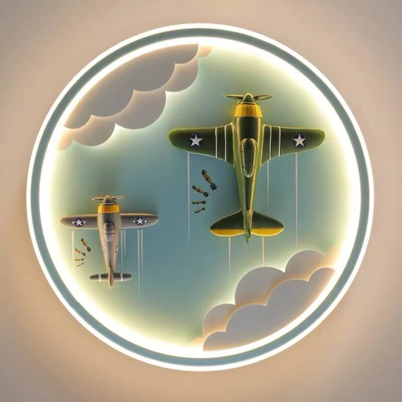 Modern Cartoon Resin Airplane Pegasus Acrylic Shade LED Kids Flush Mount Ceiling Light