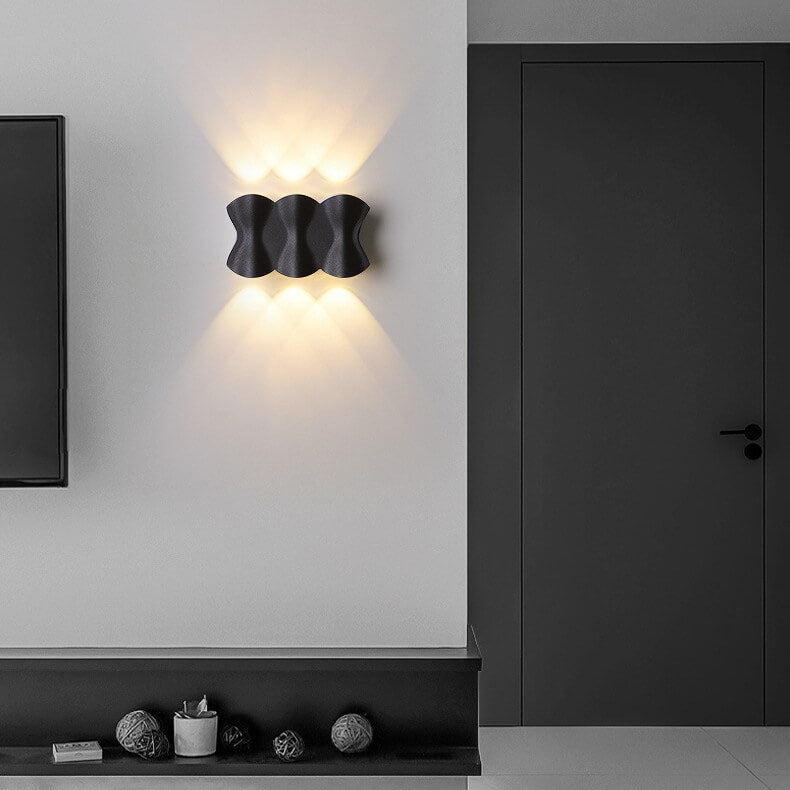 Moderne Schlichtheit Rechteck Welle Aluminium LED Außenwandleuchte Lampe Für Außenbereich Patio 