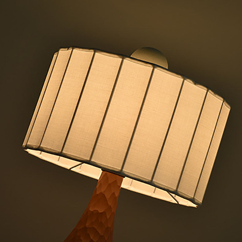 Traditionelle japanische Säule Stoff Harz 1-Licht Tischlampe für Wohnzimmer 