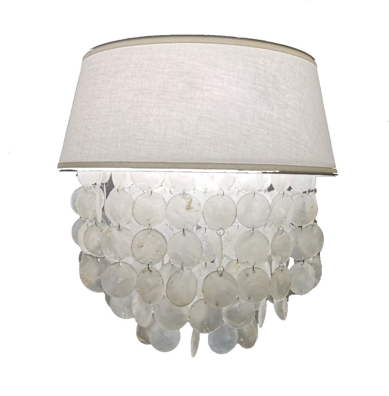 European Vintage Light Luxury Fabric Metal White 3-Light Flush Mount Light