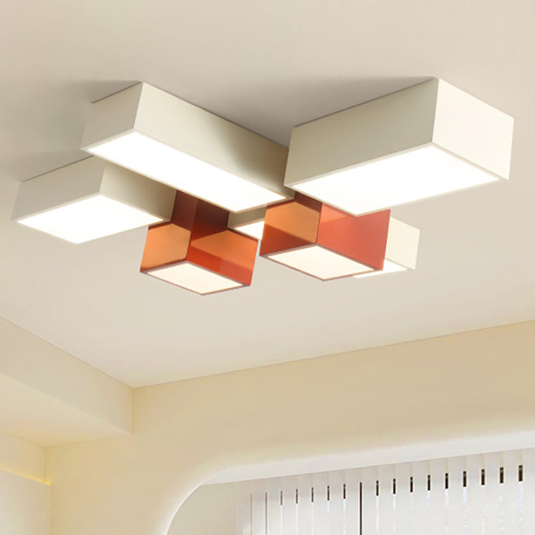Plafonnier LED en acrylique carré créatif contemporain pour salon 