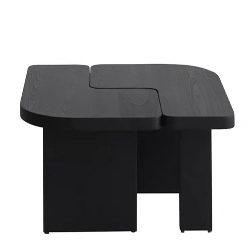 Mesa de café cuadrada contemporánea de combinación de madera de pino y fresno para sala de estar 