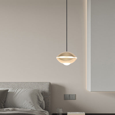 Zeitgenössische nordische ovale Aluminium-Acryl-LED-anhebbare Pendelleuchte für Wohnzimmer 