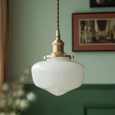 Nordic Vintage Lantern Brass Glass 1-Light Pendant Light