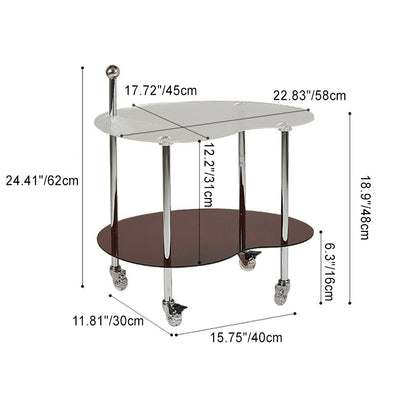 Table d'appoint en acrylique en forme de nuage nordique contemporain à roulettes à 2 niveaux pour salon 