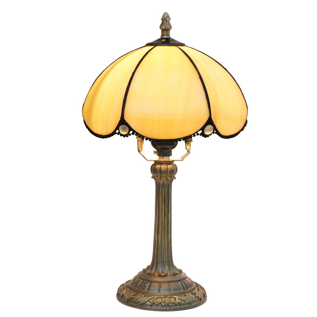 Lampe de table en résine avec vitrail Tiffany demi-ronde traditionnelle à 1 lumière pour chambre 