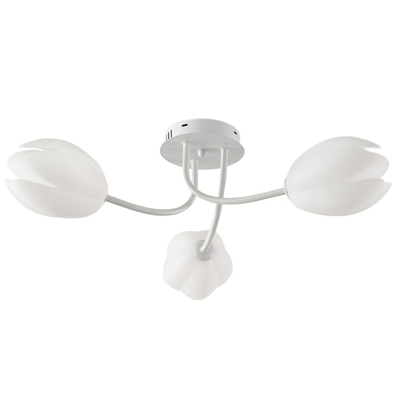 Modern Art Deco Tulip Flower Design 3/7/11/13 Light Semi-Flush Mount Ceiling Light For Living Room