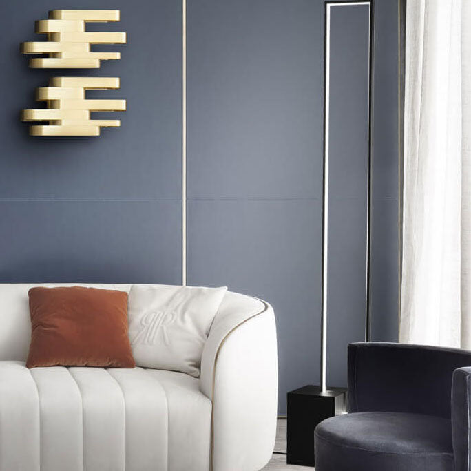 Moderne minimalistische rechteckige Linien-Eisen-LED-Stehlampe für das Wohnzimmer 