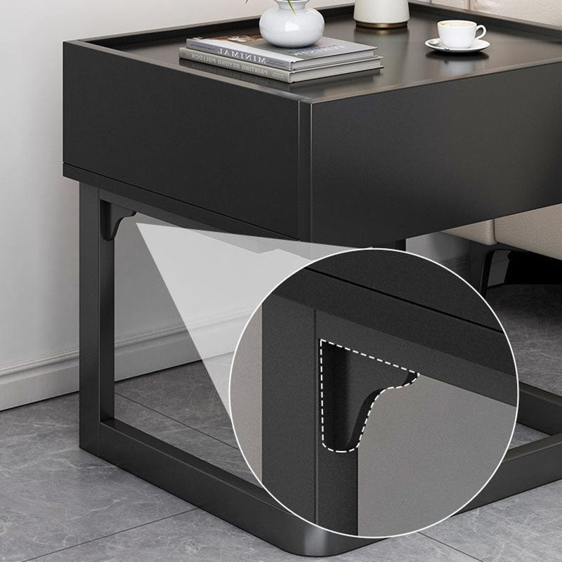 Table de chevet moderne minimaliste rectangulaire en panneau manufacturé avec 1 tiroir pour le côté du lit 