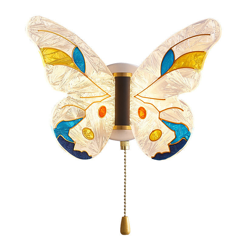 Zeitgenössische kreative Schmetterling Emaille farbige Acryl Flügel Eisen LED Wandleuchte Lampe für Wohnzimmer 
