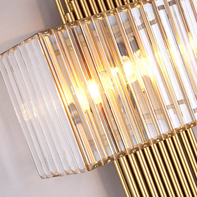 Modern Light Luxury Simple Crystal Square Strip 2-Light Wall Sconce Lamp