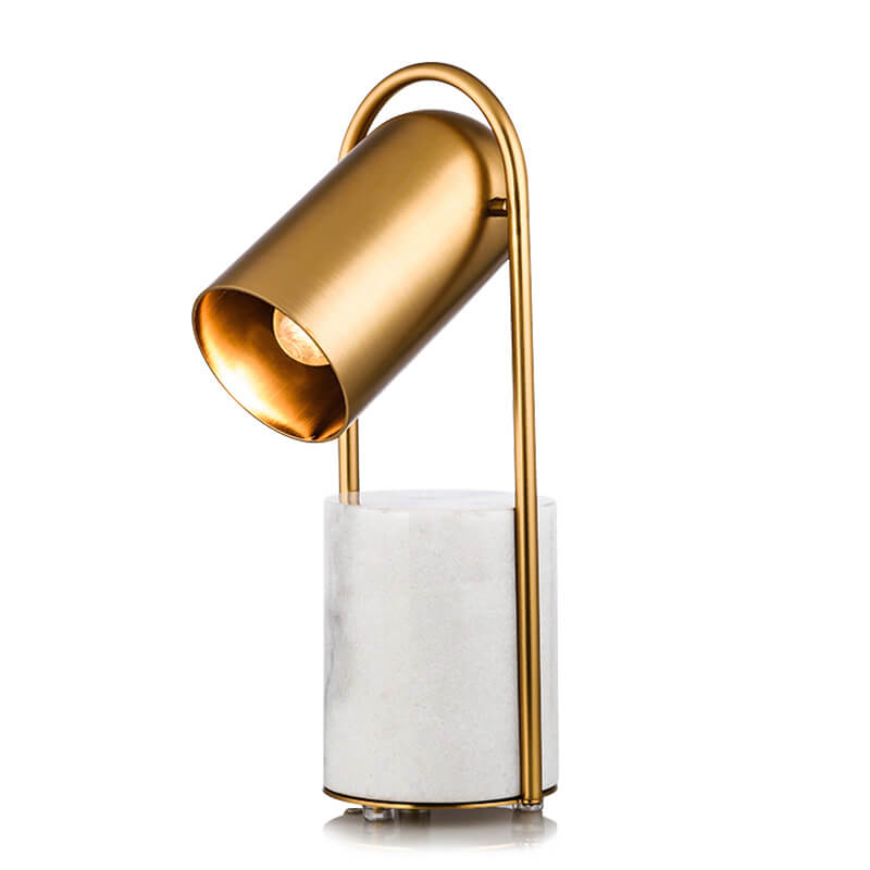 Lámpara de mesa de 1 luz con hardware de anillo cilíndrico de lujo nórdico y columna de mármol 