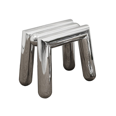Modern Minimalist Stainless Steel Geometric Round Tube Splicing Footstool For Entryways