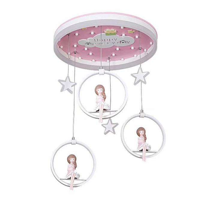 Plafonnier LED en acrylique et fer de style Art Déco moderne rond Astronaute Princesse Fée pour chambre à coucher 