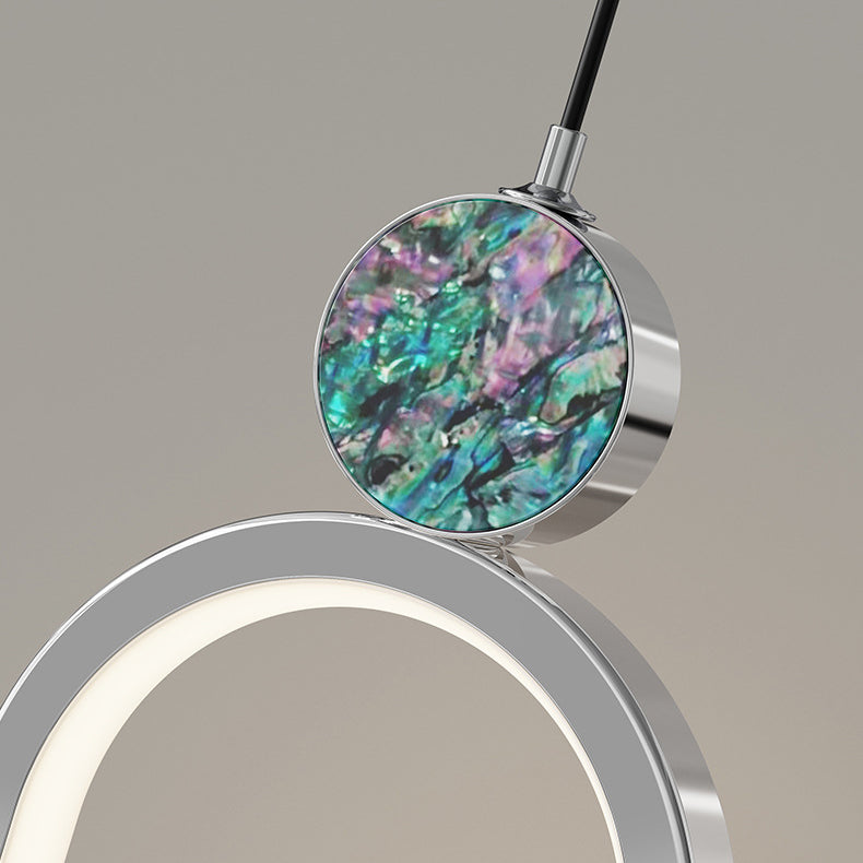 Lustre LED en aluminium avec anneau elliptique géométrique minimaliste moderne en cristal pour salon 