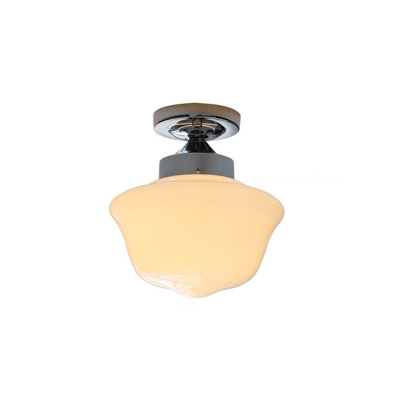 Luz de techo semiempotrada de 1 luz con forma de tarta de huevo de hierro y vidrio de simplicidad contemporánea para sala de estar 