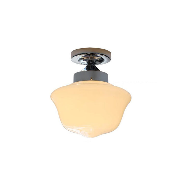 Luz de techo semiempotrada de 1 luz con forma de tarta de huevo de hierro y vidrio de simplicidad contemporánea para sala de estar 