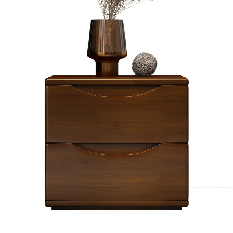 Mesita de noche tradicional japonesa rectangular cúbica de madera de caucho y metal con 2/3 cajones para el lado de la cama 