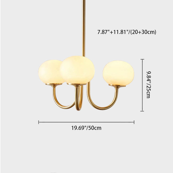 Traditionelle französische Eisen-Glas-Kugel 3-Licht Kronleuchter für das Wohnzimmer 