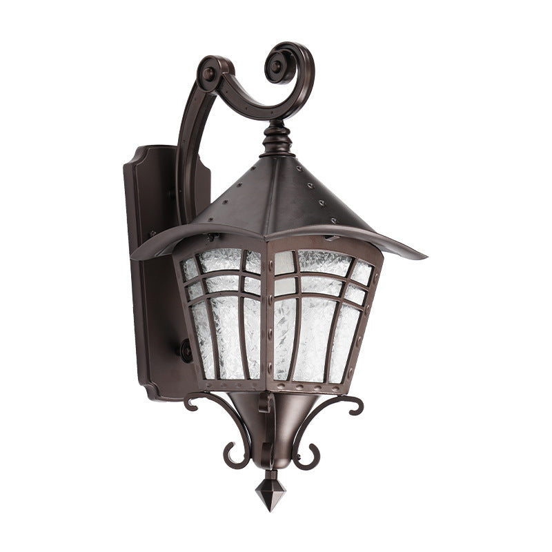 Lámpara Aplique de Pared de 1 Luz con Cono Cilíndrico de Vidrio de Aluminio Impermeable Tradicional Europea para Patio Exterior 