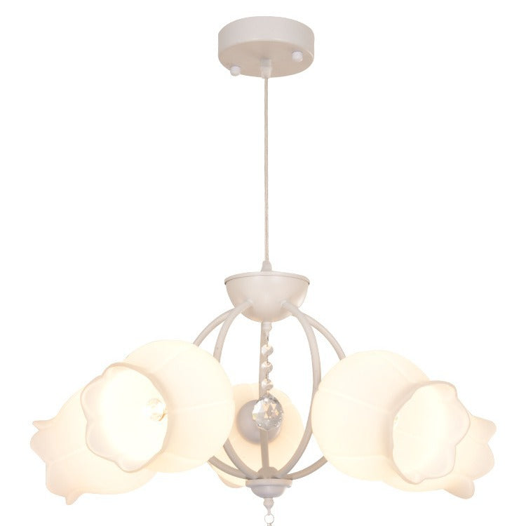 Modern Art Deco Crystal Glass Flower Shade 3/5-Light Chandelier For Living Room