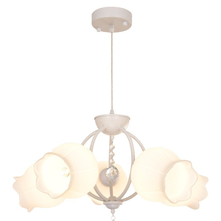 Modern Art Deco Crystal Glass Flower Shade 3/5-Light Chandelier For Living Room
