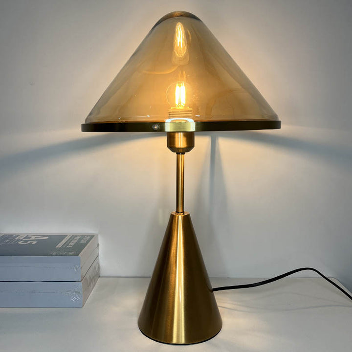 Lámpara de mesa de vidrio contemporánea escandinava con hardware triangular de 1 luz para dormitorio 