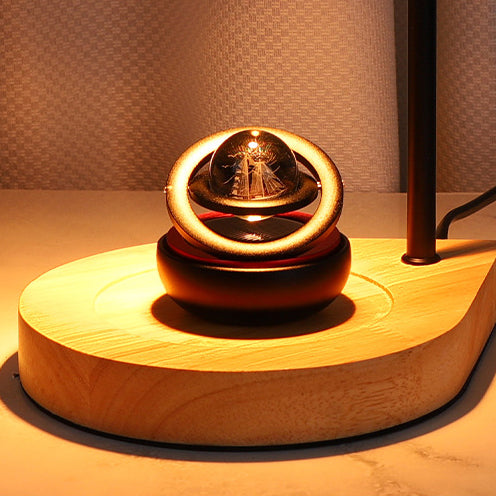 Moderne Art Deco Blume Typ Holz Glas 1-Licht Schmelzen Wachs Tisch Lampe Für Schlafzimmer 