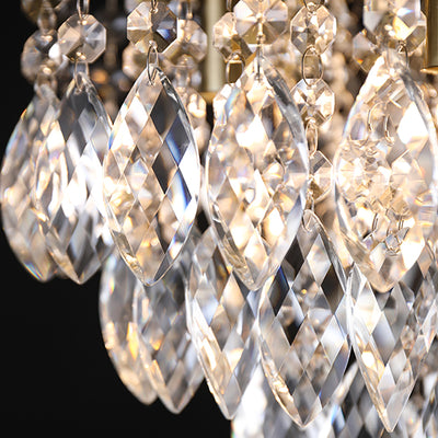 Lustre de plafond semi-encastré à 1 lumière avec carillon éolien en cristal et métal contemporain de luxe pour salon 