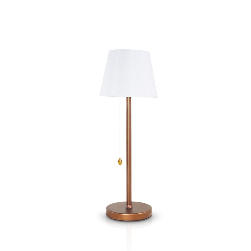 Modern Simplicity Fabric Aluminum Plastic Silica Cylinder LED Rechargeable Table Lamp For Bedside