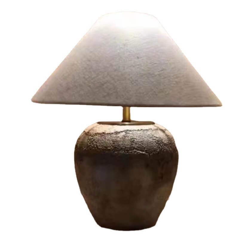 Chinese Vintage Fabric Ceramic Jar 1-Light Table Lamp