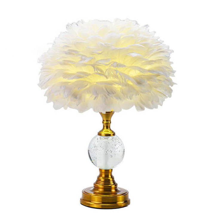 Lampe De Table Moderne à Plumes – Abat-jour Décoratif LED – 26cm X 10cm