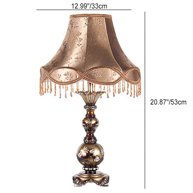 Traditional European Hexagonal Resin Fabric 1-Light Table Lamp For Bedroom