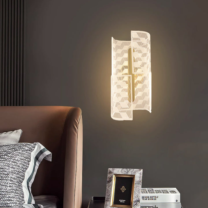 Moderne Luxus Eisen Acryl Skelettierte Spalte Cut Raute Linie LED Wand Leuchte Lampe Für Flur 