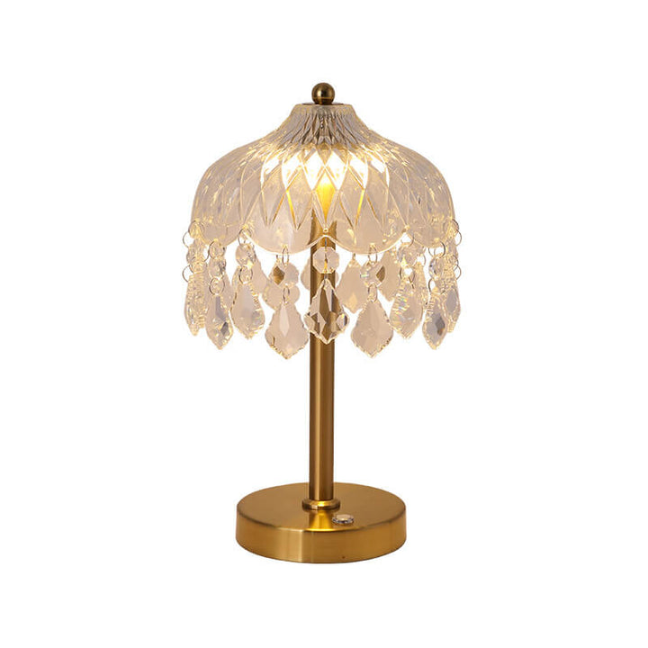 Modern Luxury Crystal Glass Umbrella USB LED Table Lamp