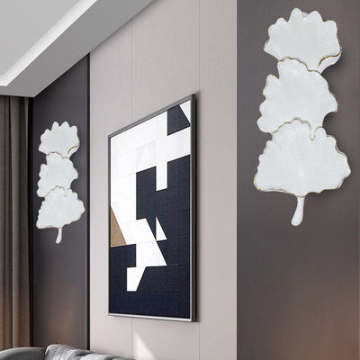 Applique murale LED en résine à feuille de ginkgo nordique contemporaine pour salon 
