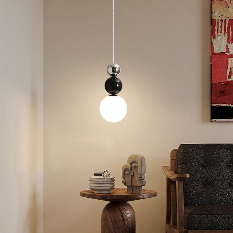 Moderne minimalistische runde Kugel Eisen Glas 1-Licht Pendelleuchte für Schlafzimmer 
