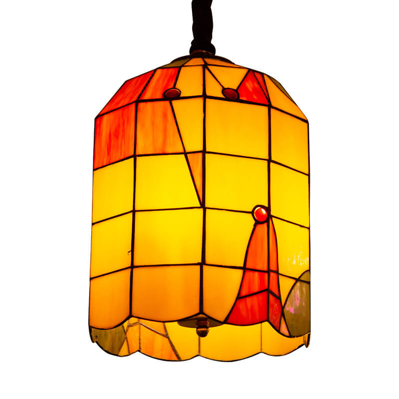 Moderna lámpara colgante de vidrio artístico creativo con jaula de 3 luces 