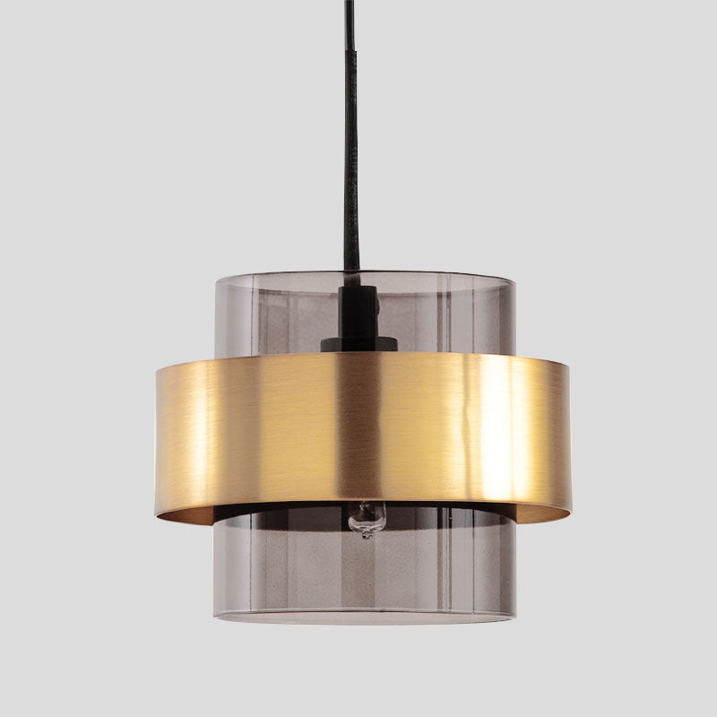 Zeitgenössische nordische runde Metallglas-Pendelleuchte mit 1 Licht für Wohnzimmer 