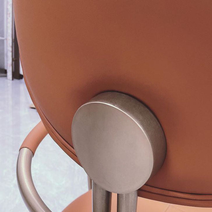 Contemporary Luxury Round Microfiber Leather Stainless Steel Chair Backrest Armless For Living Room