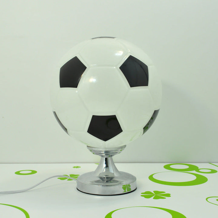 Lámpara de Mesa de 1 Luz con Pantalla de Fútbol de Hierro y Vidrio Creativo Contemporáneo para Dormitorio 
