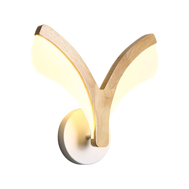 Applique murale LED en bois incurvé japonais traditionnel avec acrylique pour chambre 