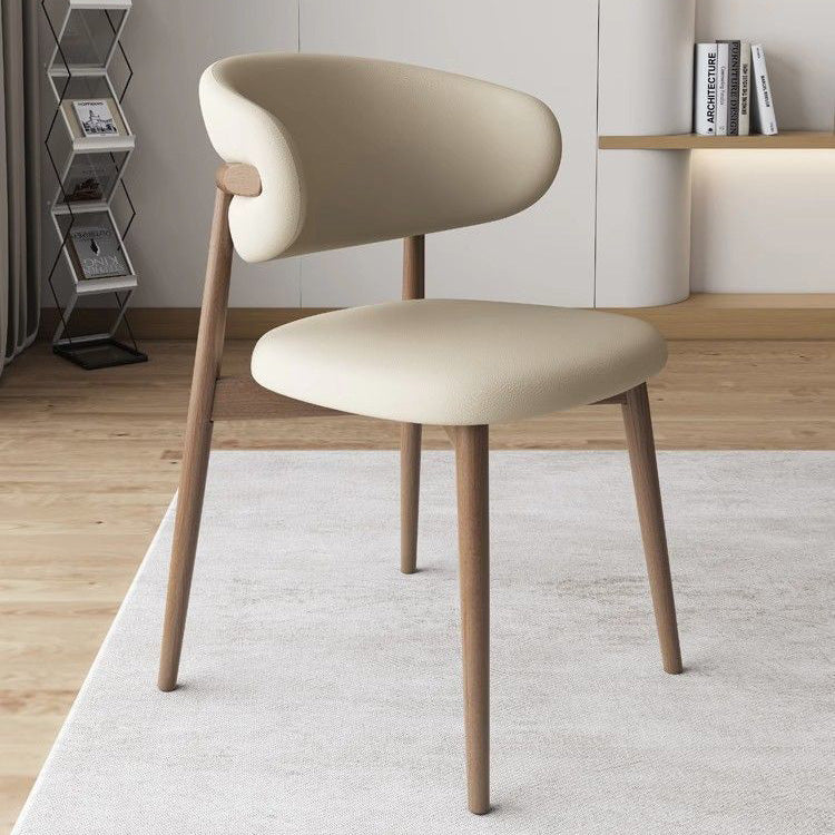 Moderna silla de comedor sin brazos de cuero nappa cuadrado nórdico contemporáneo con marco de metal para comedor 